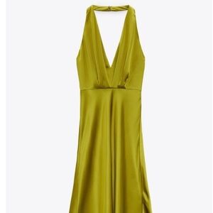 ZARA Olive Green Halter Dress